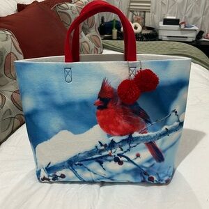 PUNCTUATE BARNES & NOBLE EXCLUSIVE CARDINAL AND SNOW FELT TOTE